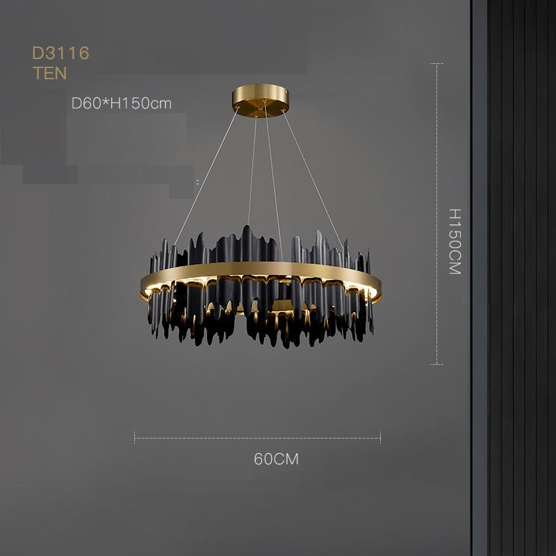 BLACK modern chandelier — Solara by Rubina Interiors.