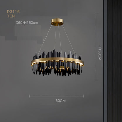 BLACK modern chandelier — Solara by Rubina Interiors.
