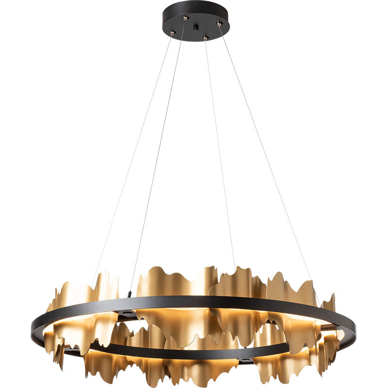 Gold Solara Chandelier with contemporary sculptural design — Rubina Interiors lighting.